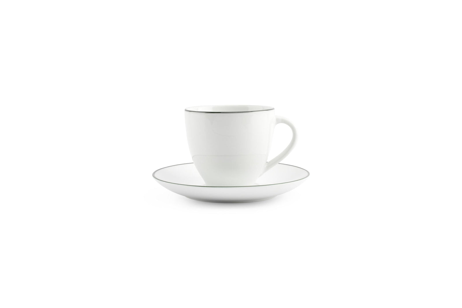 S&P - Basic White Soucoupe 14,5cm green rim Basic White - 1 SET - 6 pièces