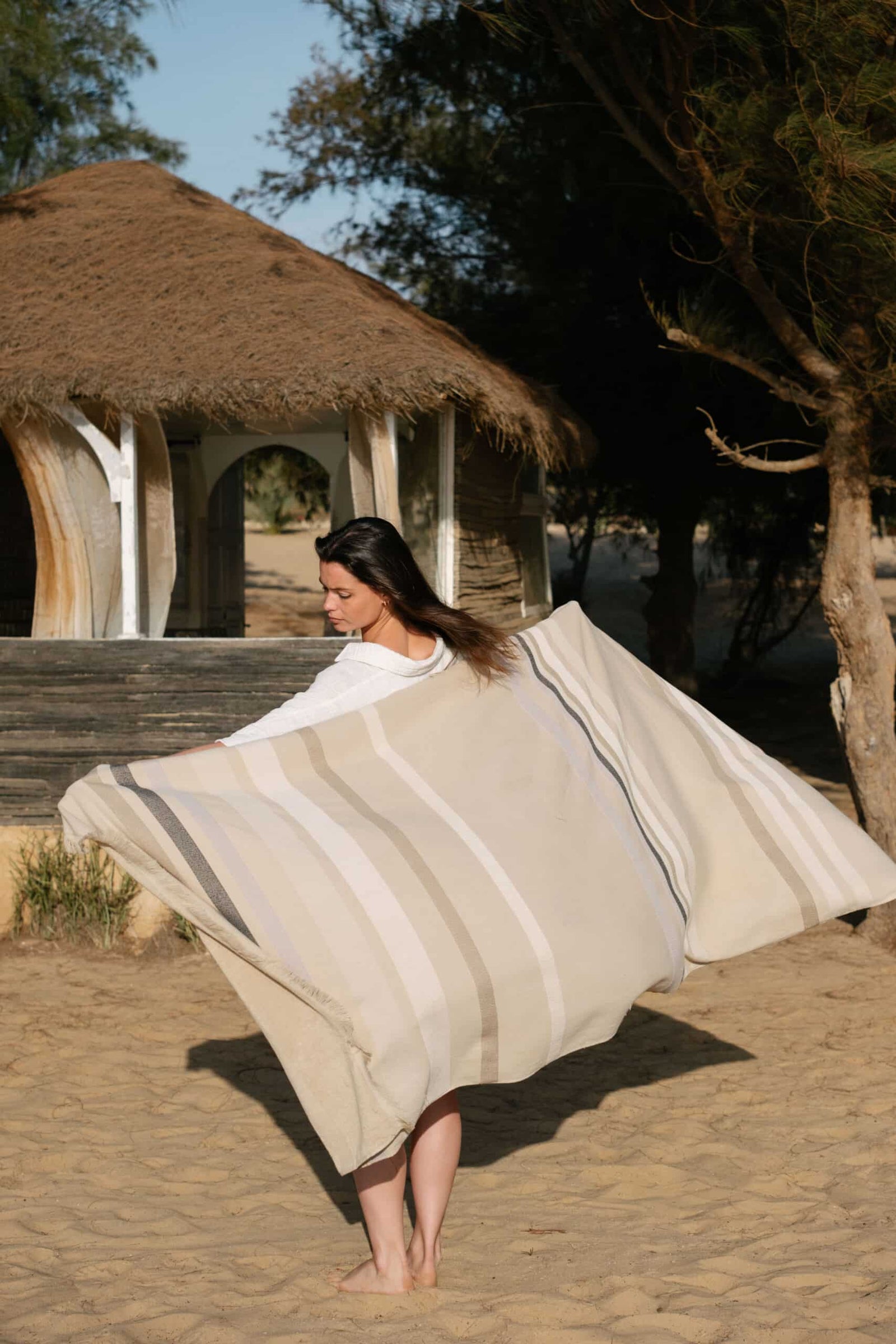 Mia Zia - TipyLinge de Plage Haut de Gamme - Fouta Handdoek - Het thema "Tipy" Ficelle achtergrond