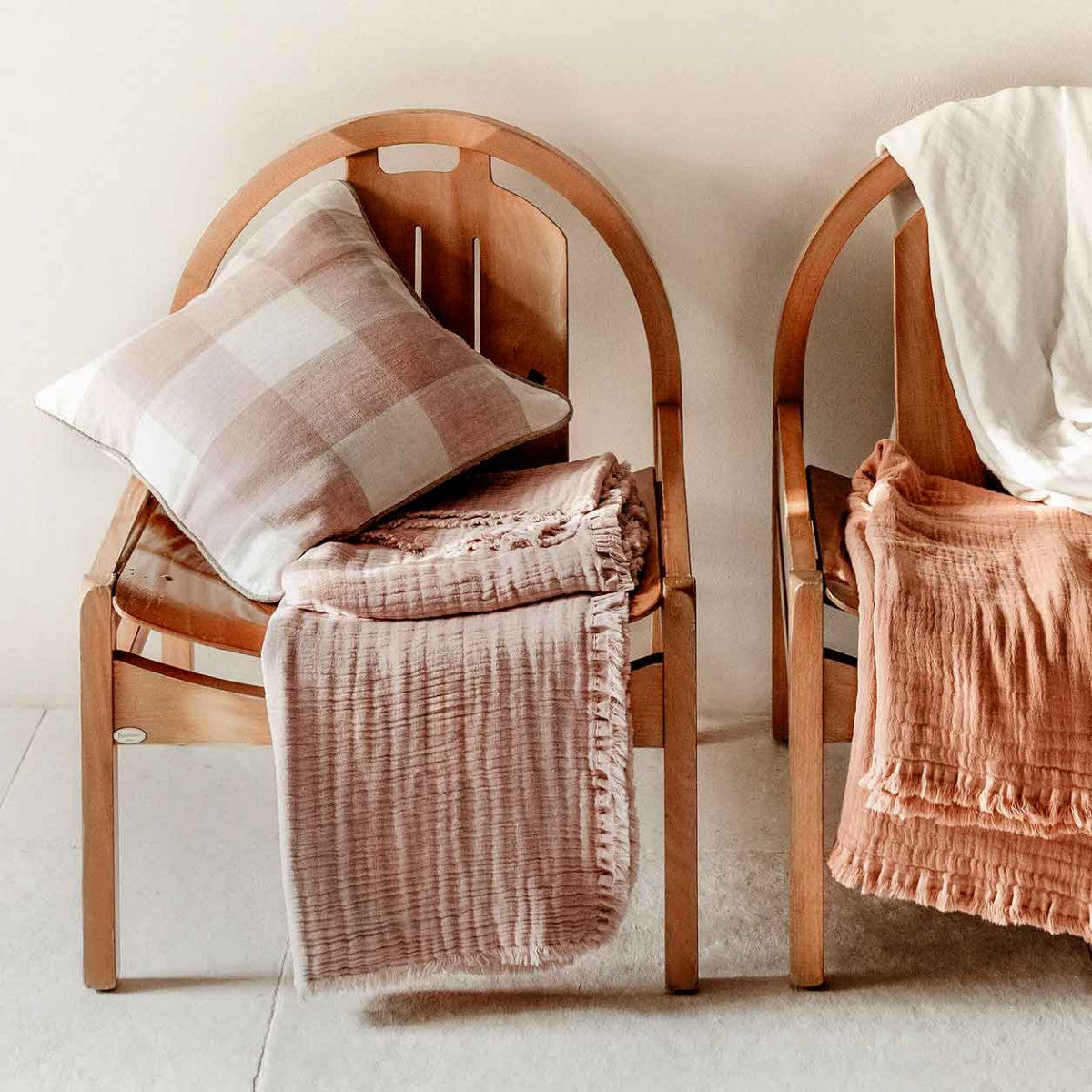 Housse De Coussin - Palma 100% Lin À Gros Carreaux - Petale