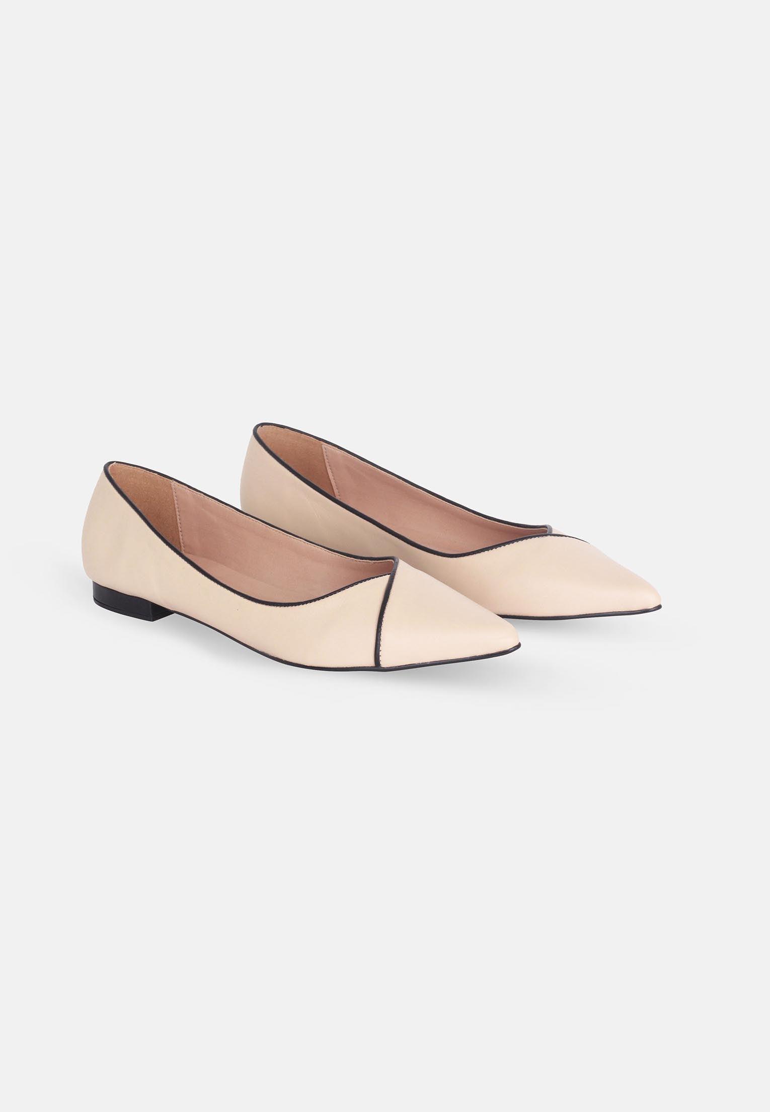 Stijlvolle Mangará Ariri Leren Ballerina's - Beige