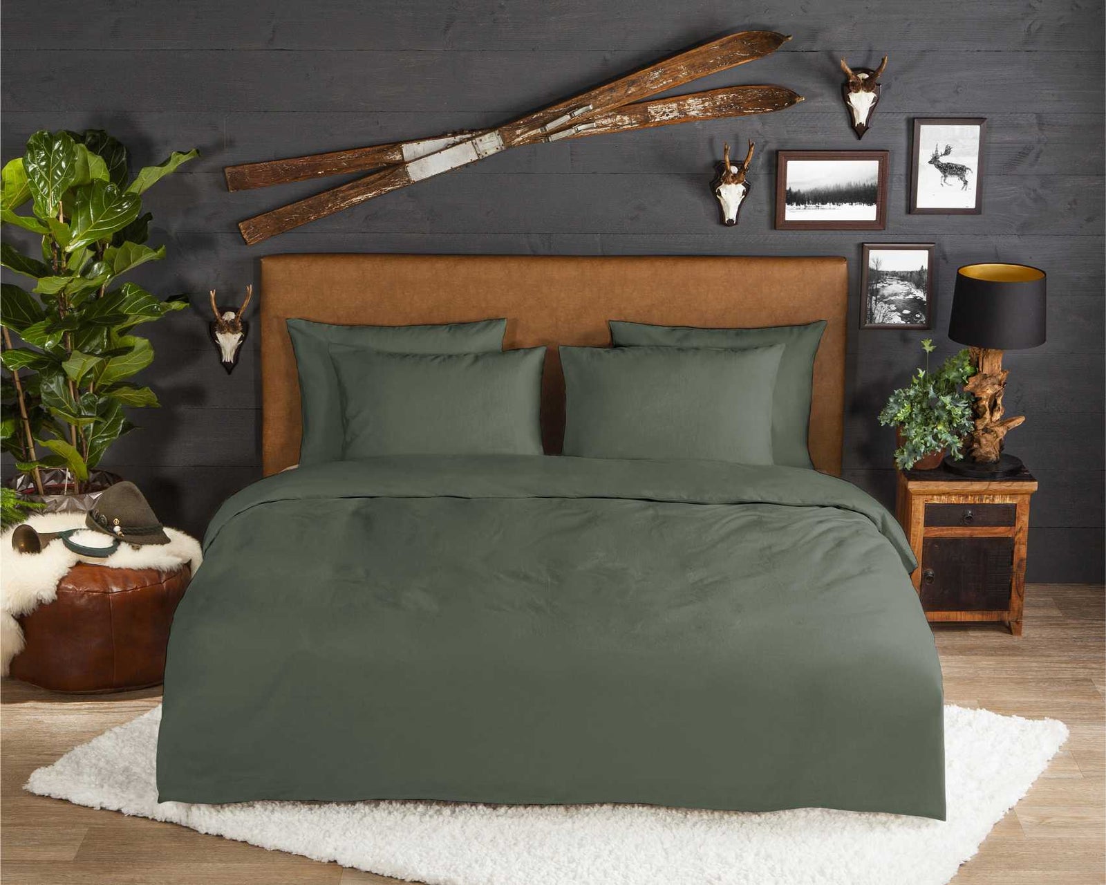 Good Morning - Dekbedovertrek - Uni - Olive Green