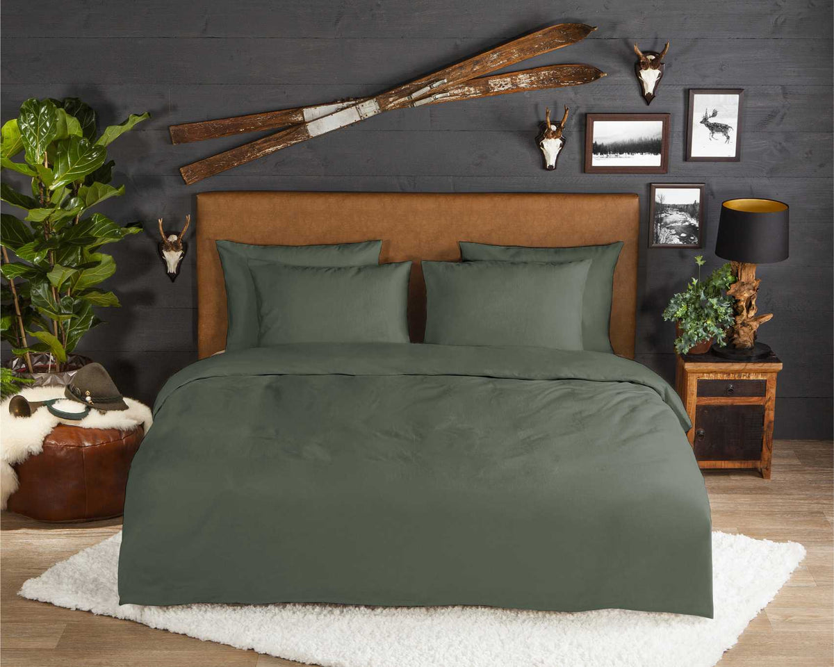 Good Morning - Dekbedovertrek - Uni - Olive Green