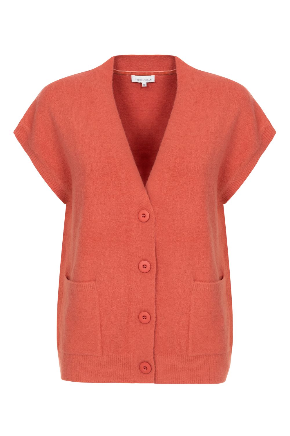 Donkerroze cardigan met debardeurlook