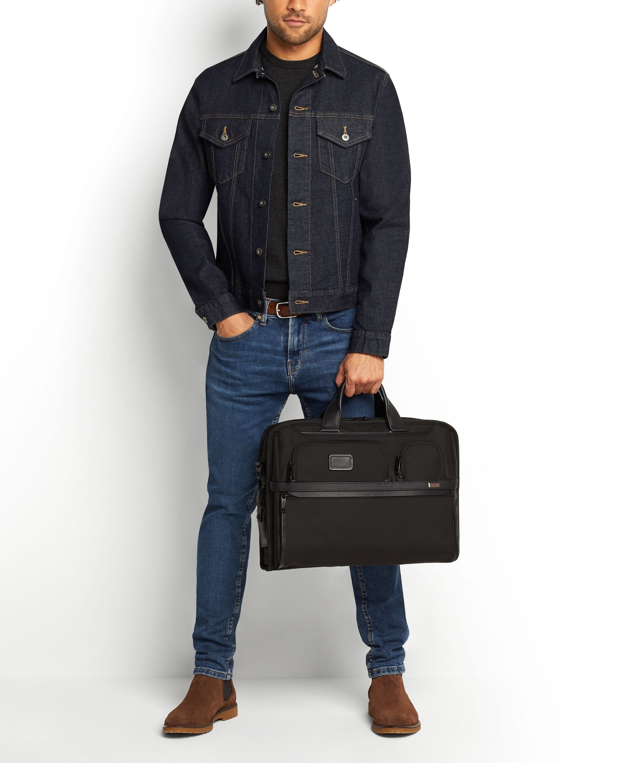 Alpha Compact Large Laptop Brief - Black
