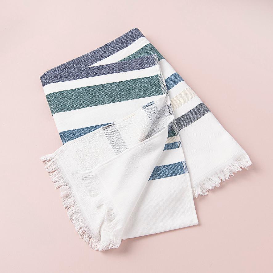 Mia Zia - Linge de Plage Haut de Gamme - Fouta Handdoek - Het &quot;Blauwe&quot; Thema op een Witte Achtergrond