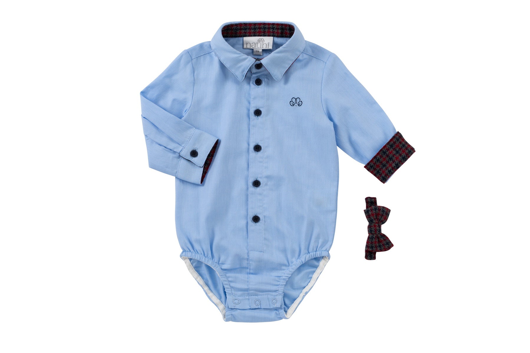 Bodyshirt Pierrot Bow Vichy - Blauw