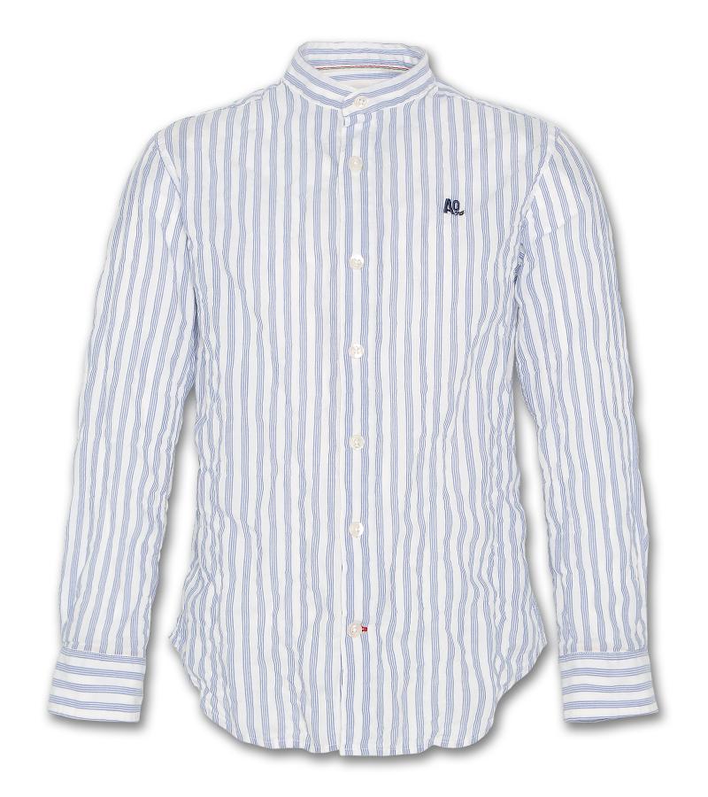 Blue Striped Mao Shirt - Blue