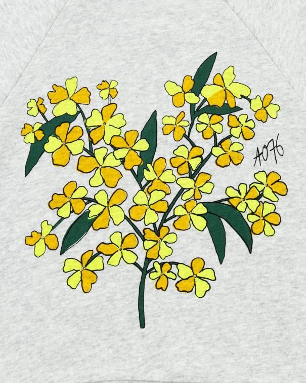 Aya Sweater Flowers - Heather Grey