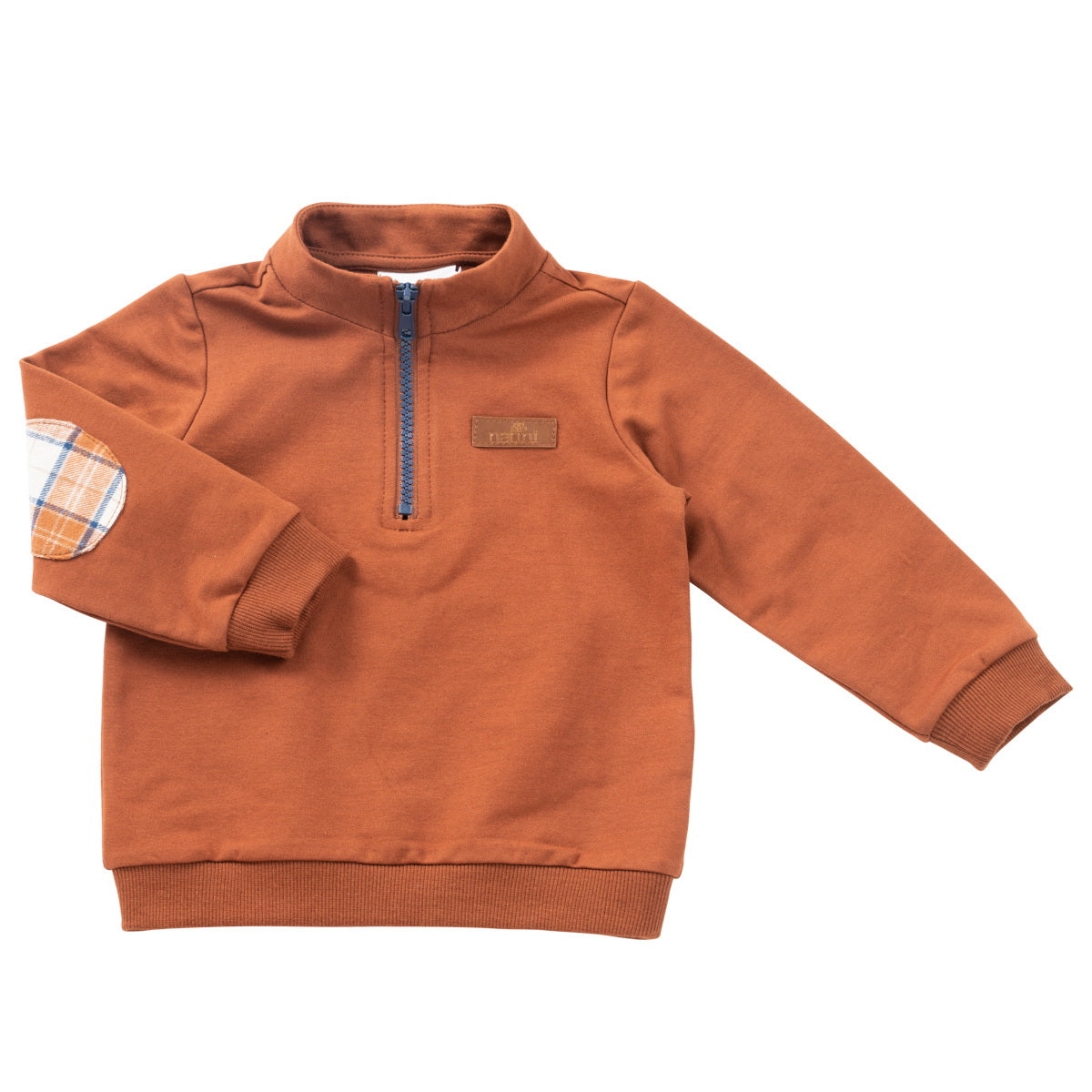Sweater Zipper Vichy - Cognac