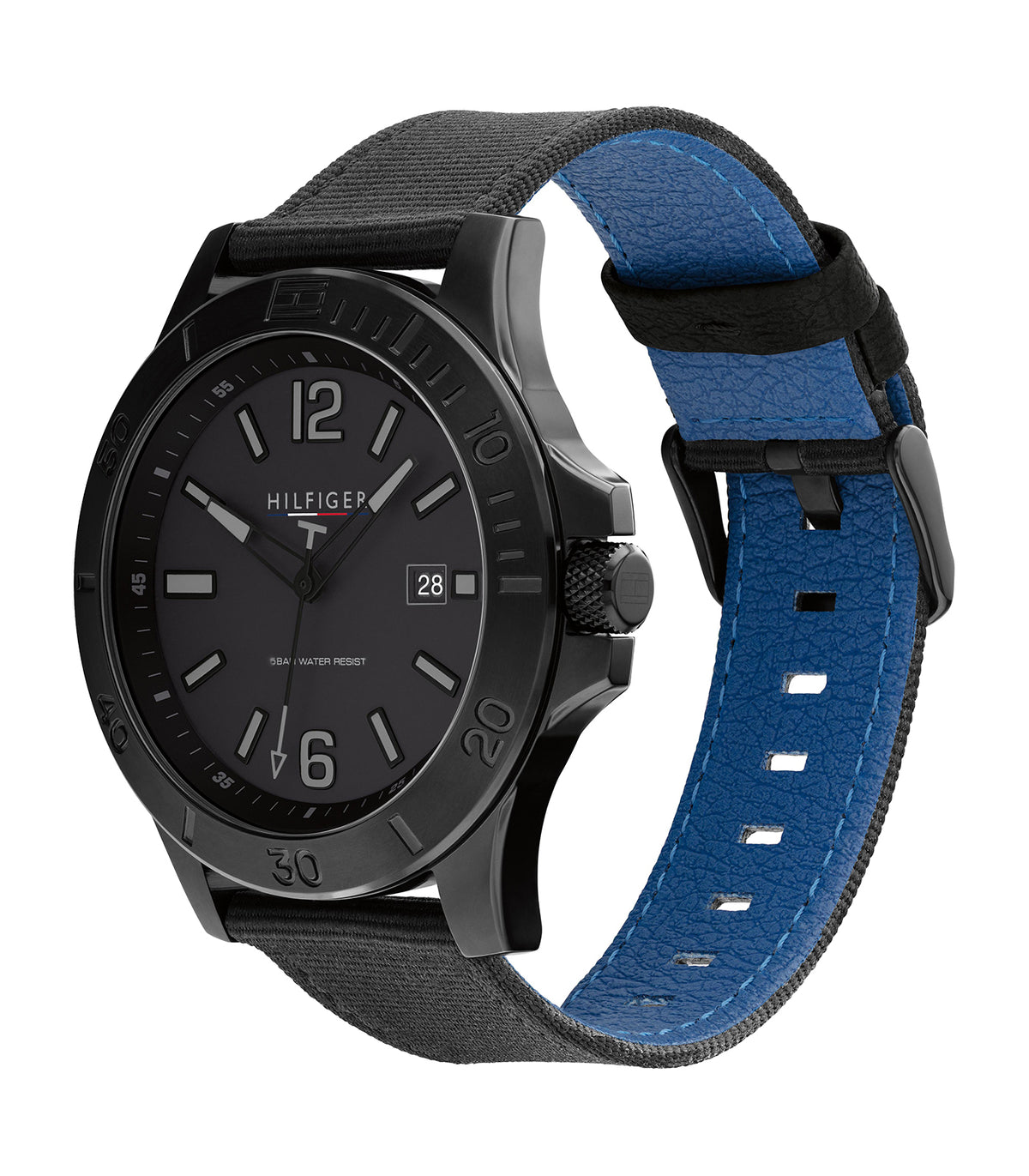 Tommy Hilfiger - Casual - Heren - Zwarte Band - Zwarte Wijzerplaat - Zwarte Kast