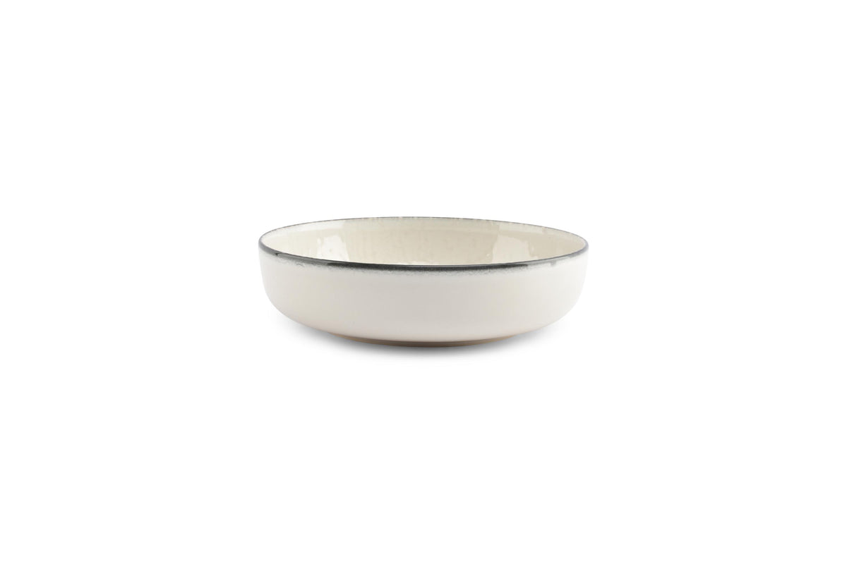 Ona - Deep plate 18,5xH5cm white Gravel - set/2