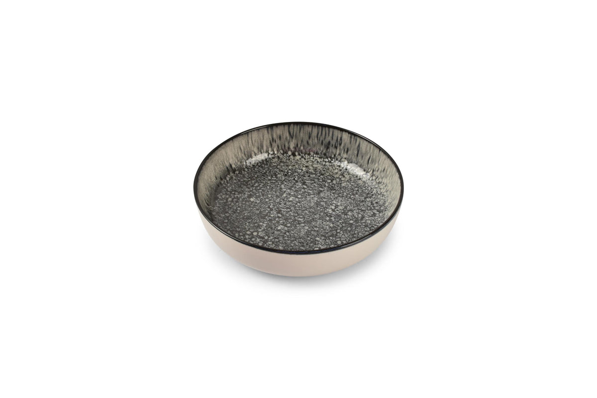 Ona - Deep plate 18,5xH5cm black Gravel - set/2