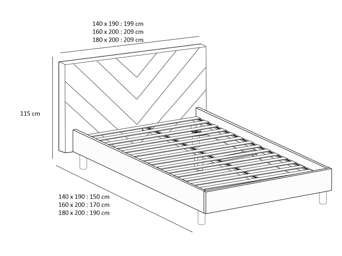 ROMAANS bed met massieve latten fluwelen stof