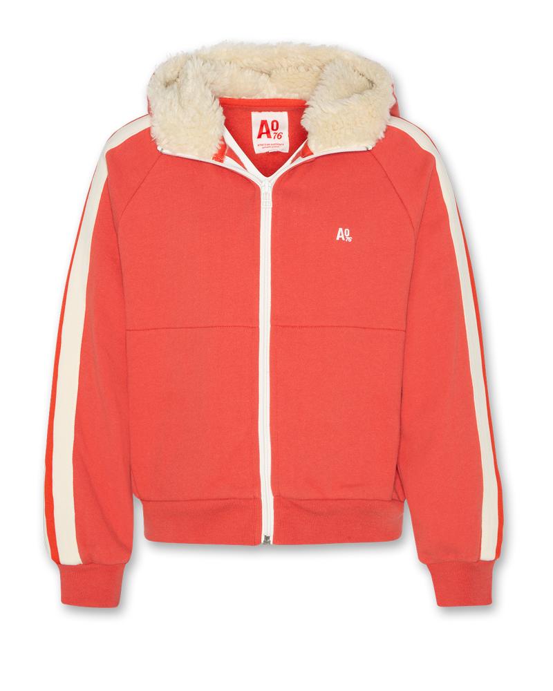 Luna Hoody Zip Sweater Logo - Red