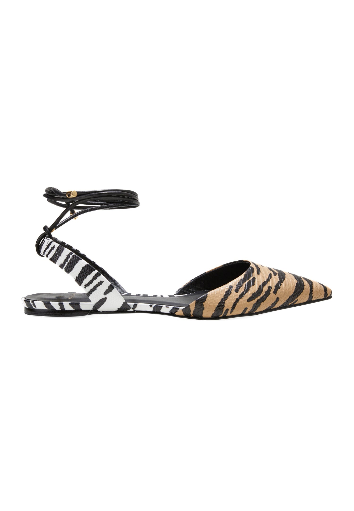 Mangará Palmito Platte Sandalen met Dierenprint - Zwart
