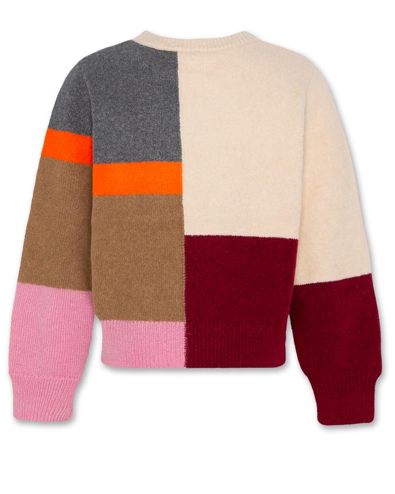 Girls - Knitwear - Maria C-Neck Geometric  - Natural - W