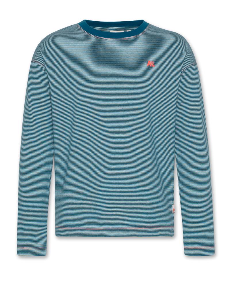 Ava T-Shirt Striped Logo - Light Petrol