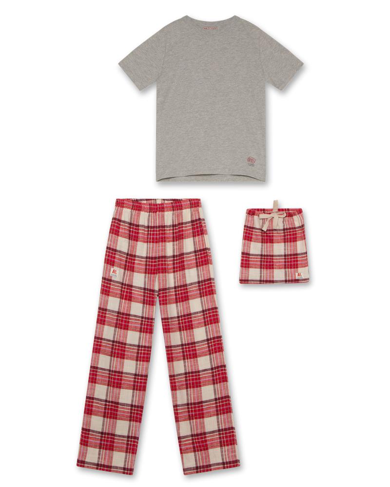 Le Pajamas Pants + T-Shirt - Red Mina Check