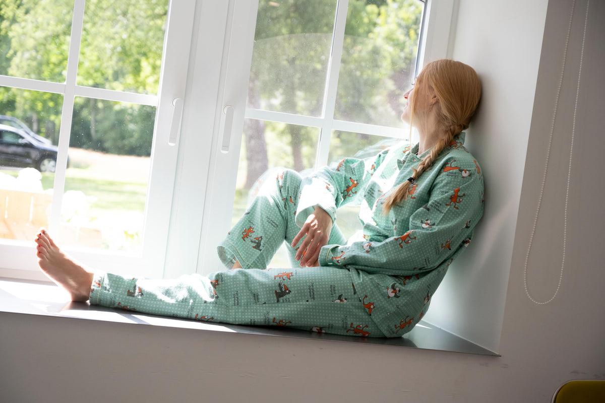 Pyjama en Flanelle Femme Vert Jade