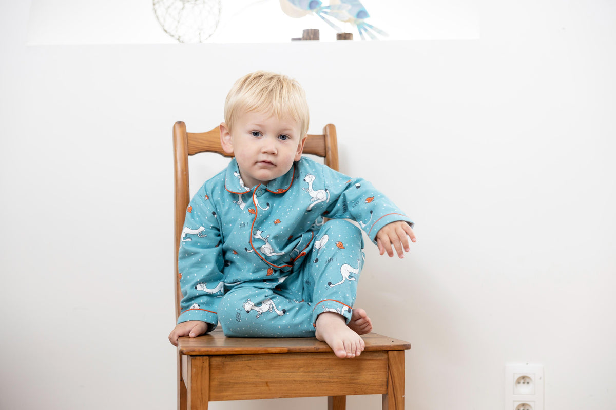 Pyjama en Flanelle Enfant Bleu Aquarelle