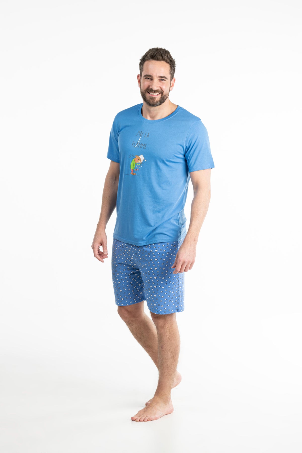 Pyjamashort - Man - Blauw Medium