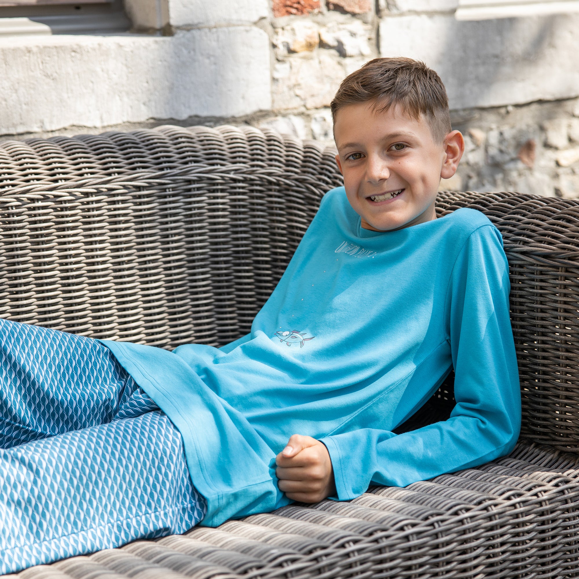 Lange Pyjama - Gemengd Kid - Bleu Horizon