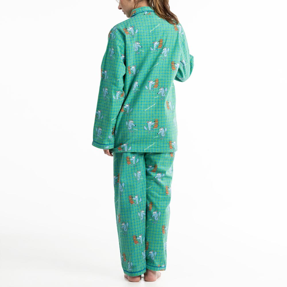 Lange Pyjama - Vrouwen - Bleu/Vert