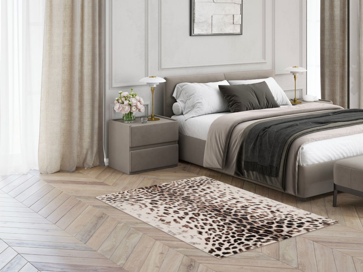 Kortharig tapijt MERYL luipaardmotief - Bruin luipaardprint