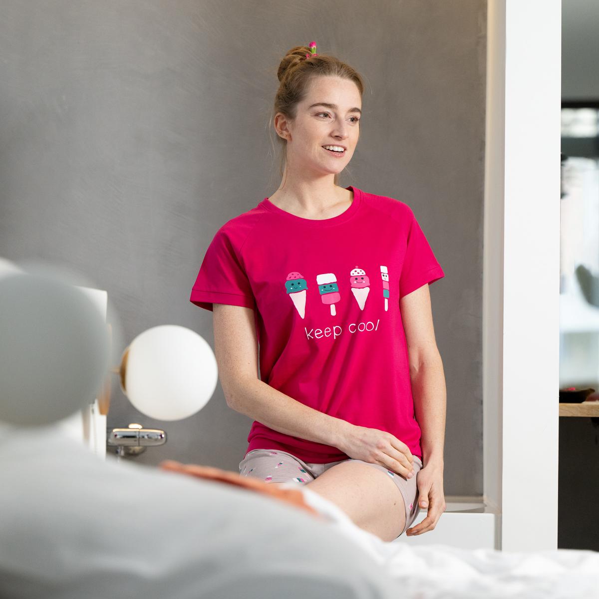 Short de pyjama - Femme - Rose fuchsia