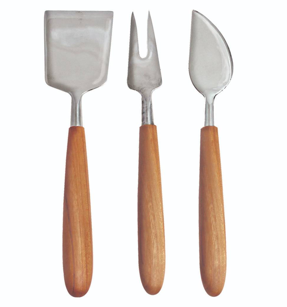 Teak & Stainless Cheese Set