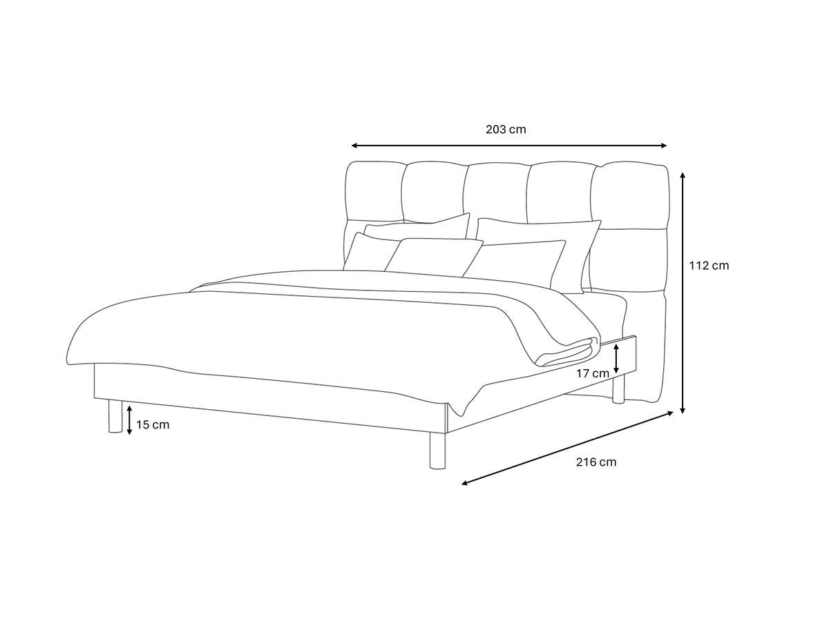 KUMO bed met massieve latten en poten van natuurlijk hout