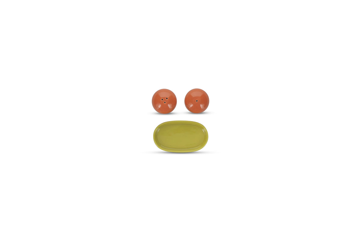 Ona - Duo Peper en zoutstrooier 3-delig oranje/groen Duo