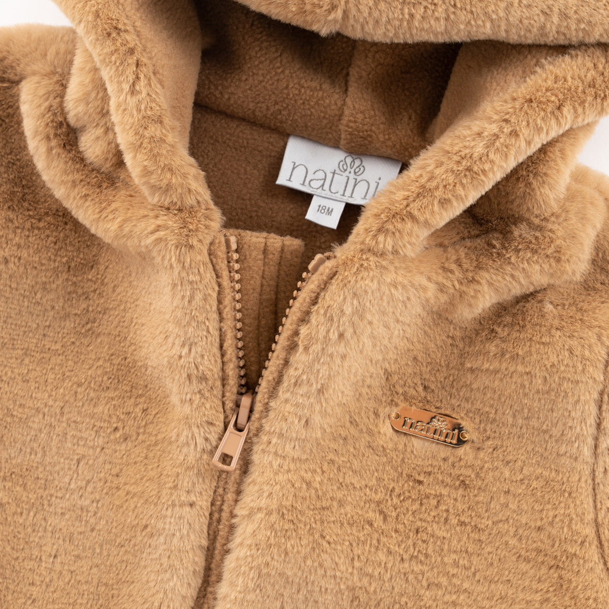 Jacket Fur Flowers - Donker Beige