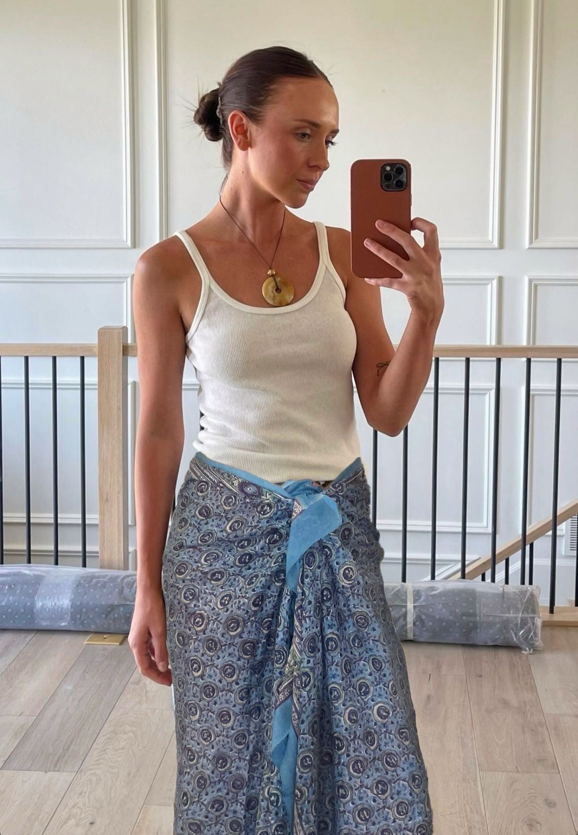 Pareo Pondichery Blauw in katoenen voile