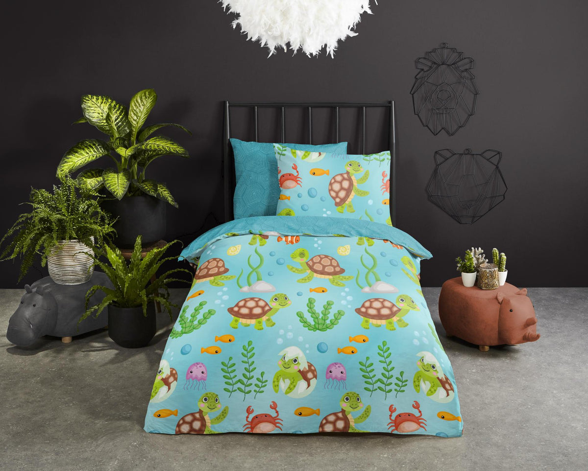 Good Morning - Housse De Couette - Turtles - Blue