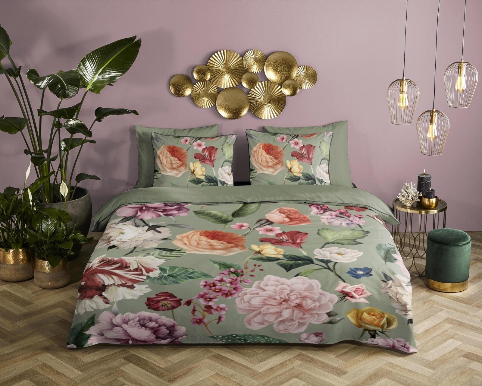 Descanso - Housse De Couette - Fiori - Green