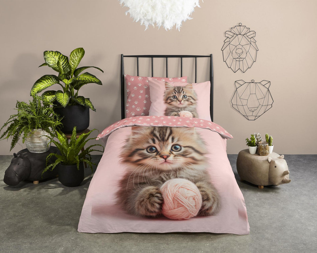 Good Morning - Housse De Couette - Chat - Pink