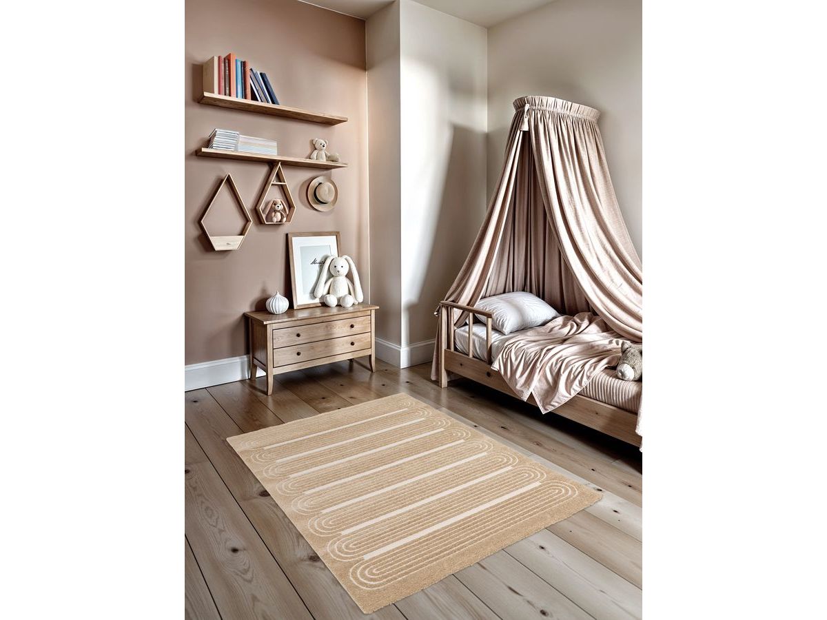 Kortharig tapijt IAGO grafisch patroon - Beige