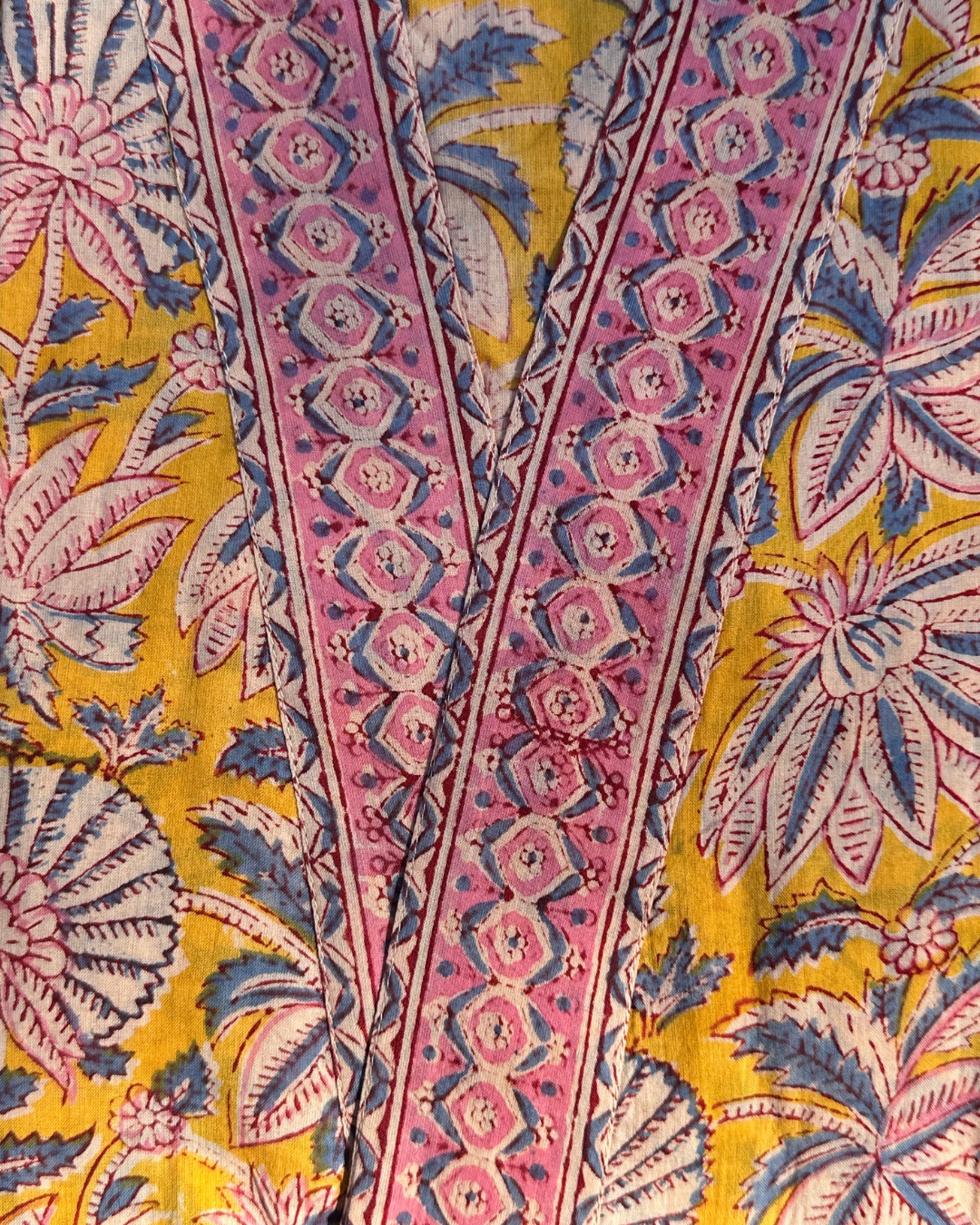 Kimono Madras Geel in katoenen voile