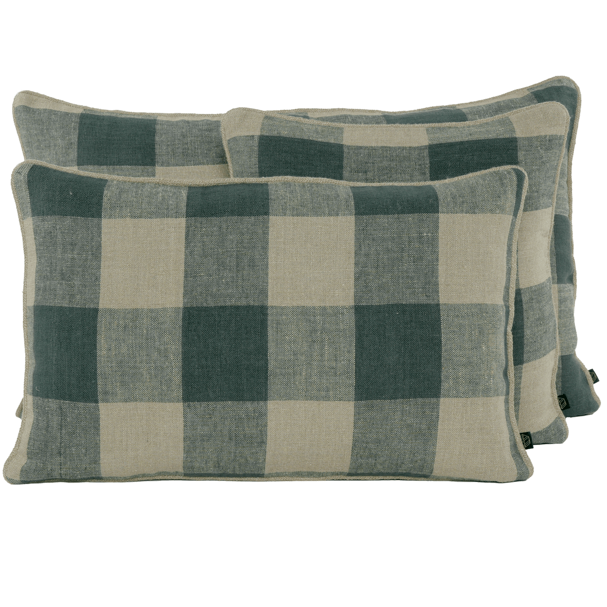 Kussensloop - Palma 100% Lin À Gros Carreaux - Pigeon