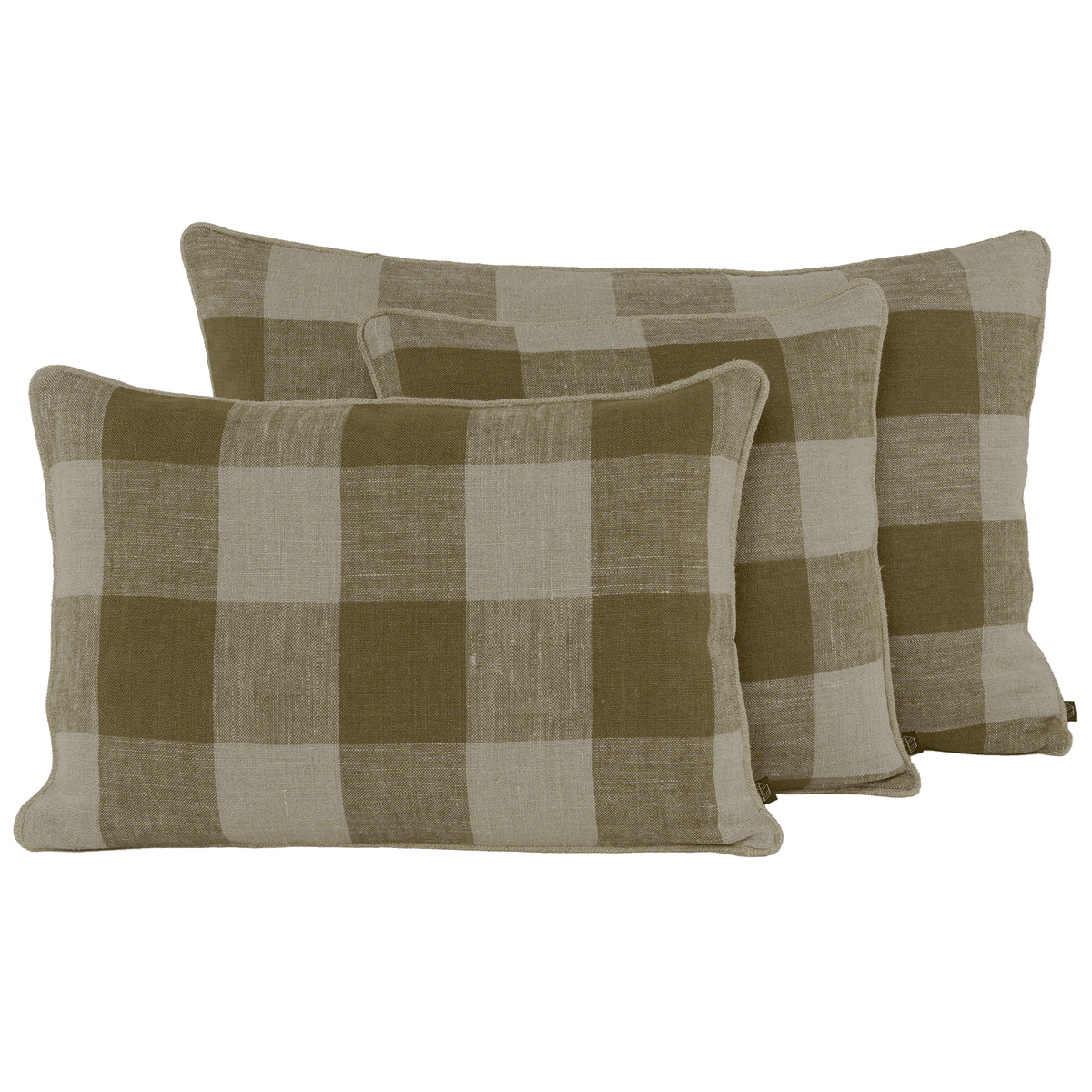 Housse De Coussin - Palma 100% Lin À Gros Carreaux - Gold