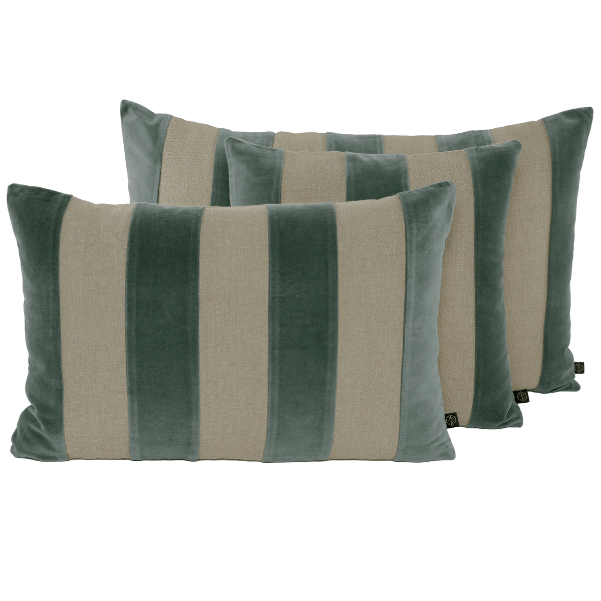 Housse De Coussin - Brisbane À Rayures Velours Et Lin - Pigeon