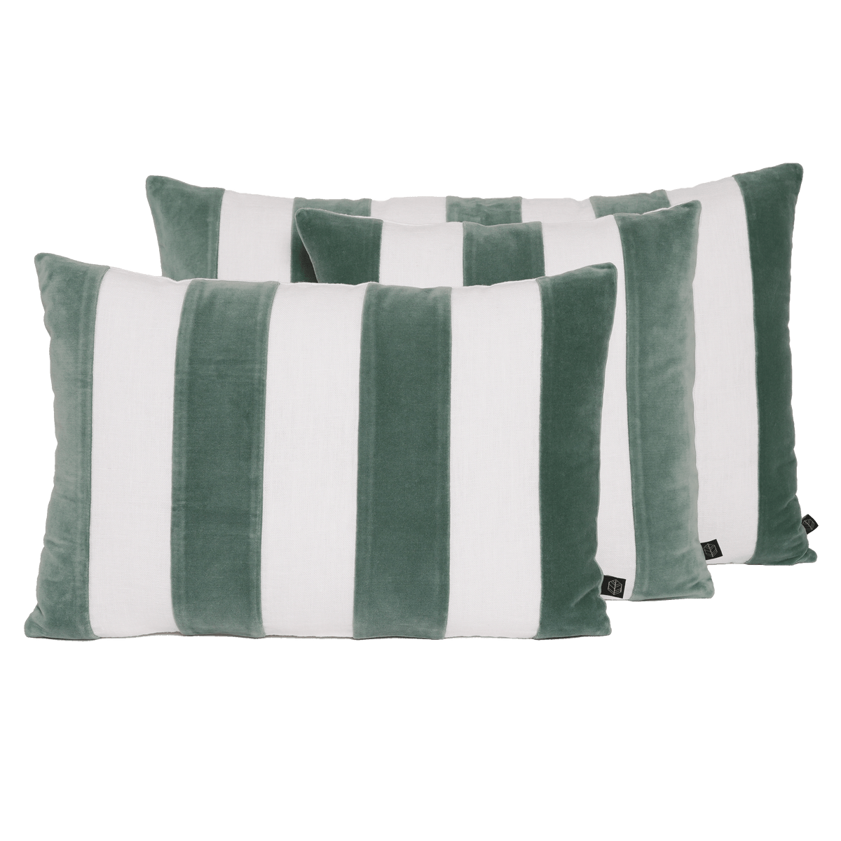 Kussensloop - Perth Rayé En Velours Et Lin - Celadon