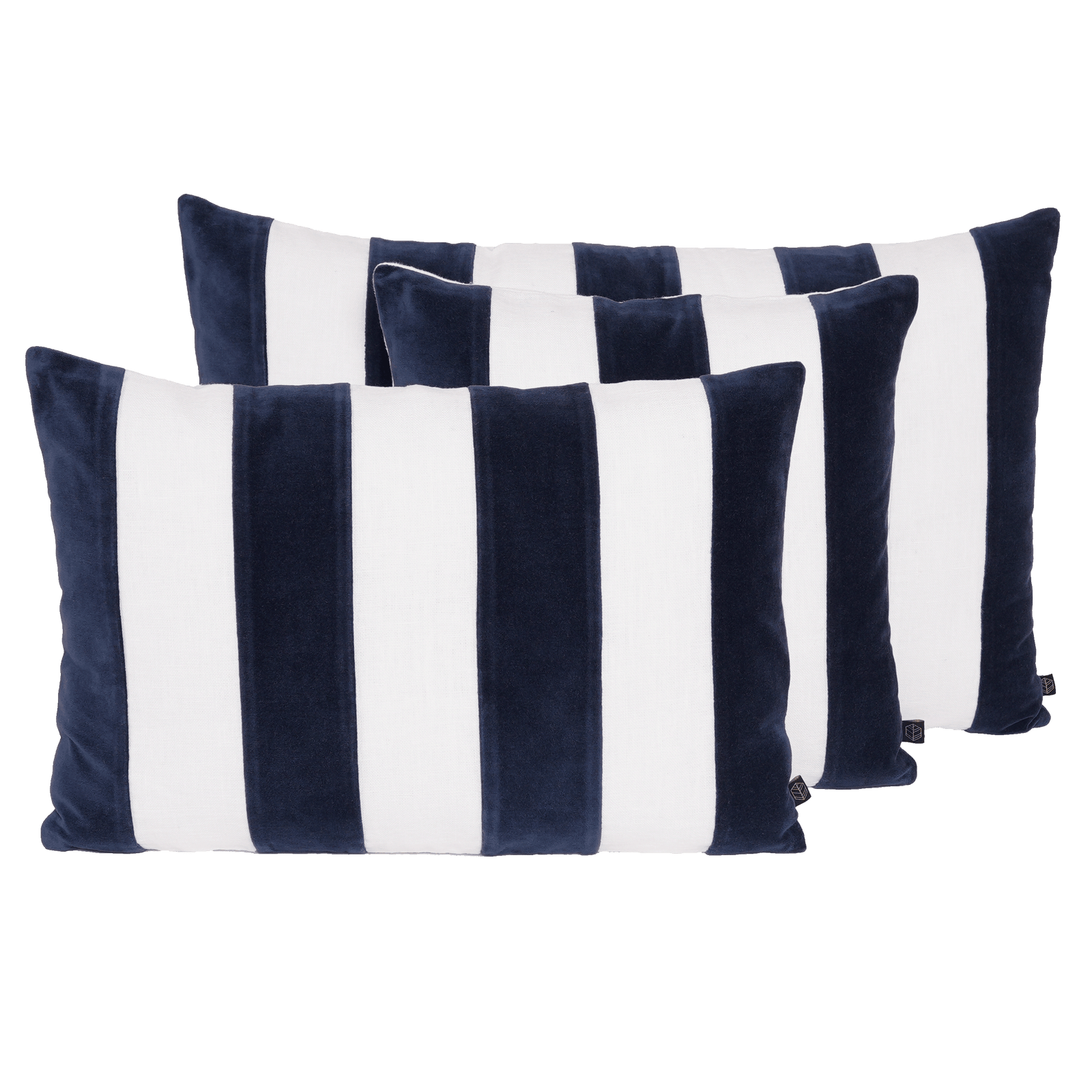 Housse De Coussin - Perth Rayé En Velours Et Lin - Encre