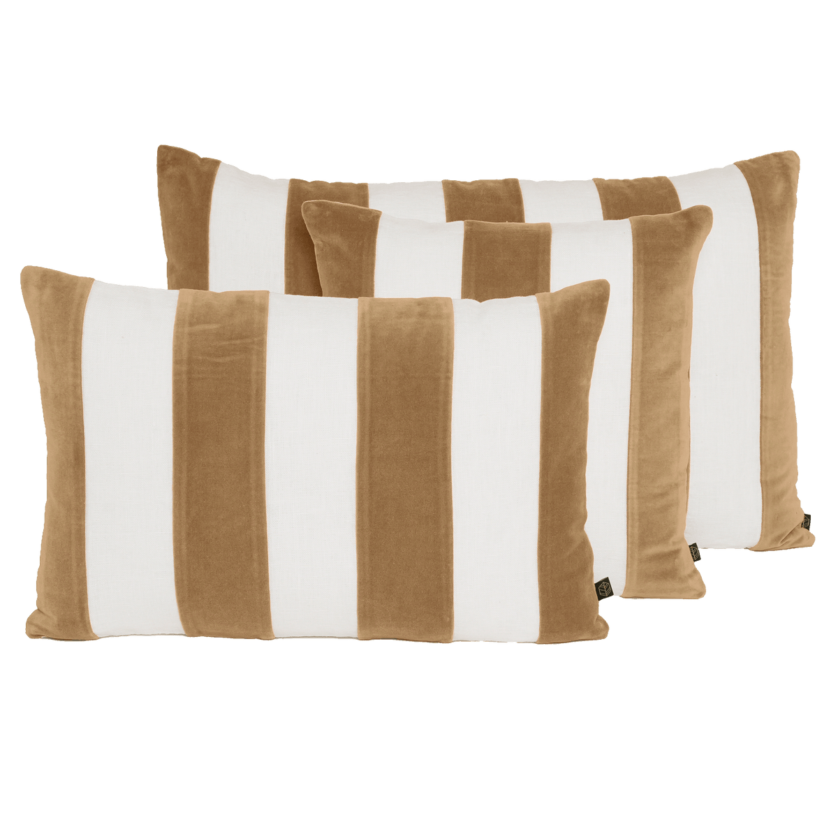 Housse De Coussin - Perth Rayé En Velours Et Lin - Tabac