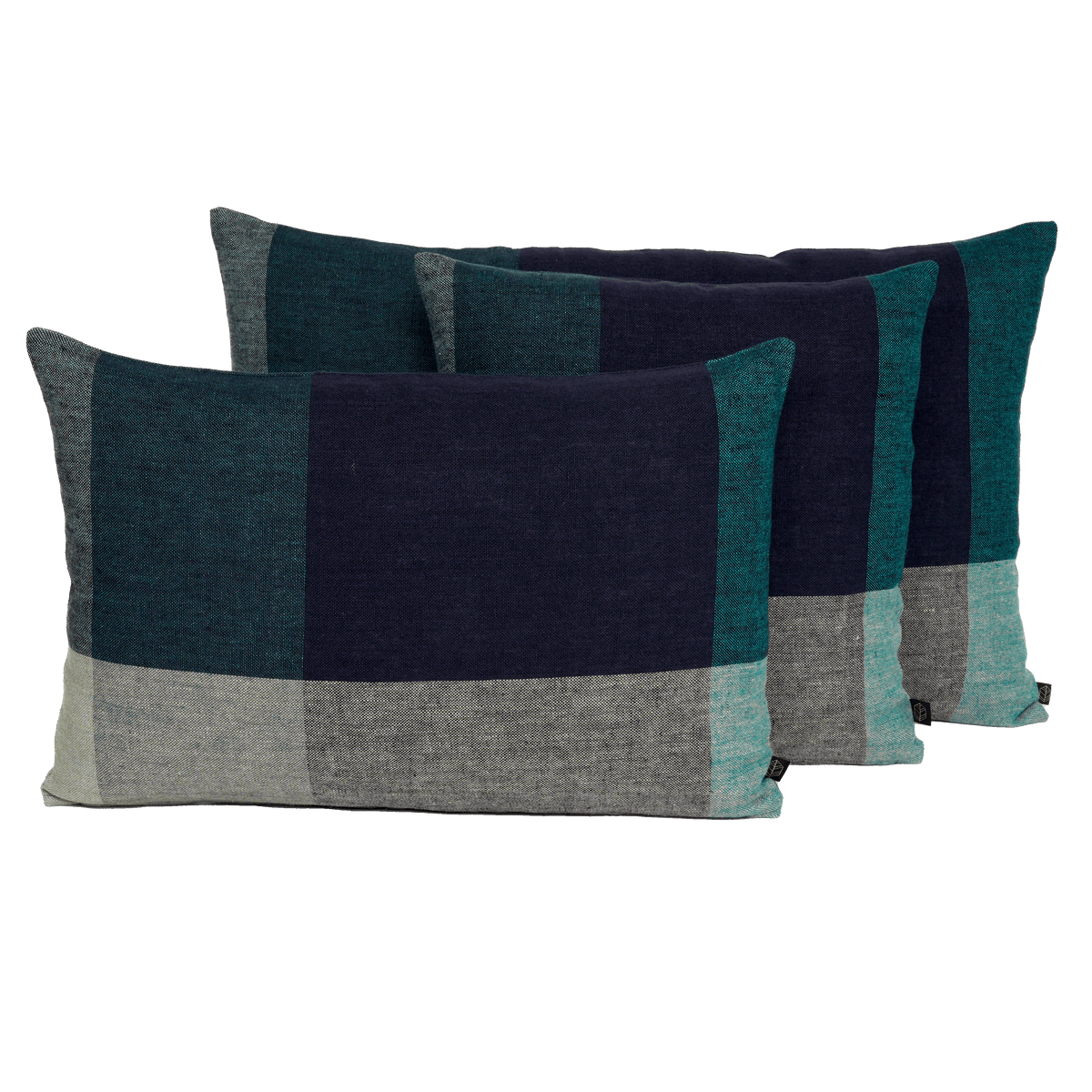 Housse De Coussin - Saporo En Lin Lavé À Grands Carreaux - Encre