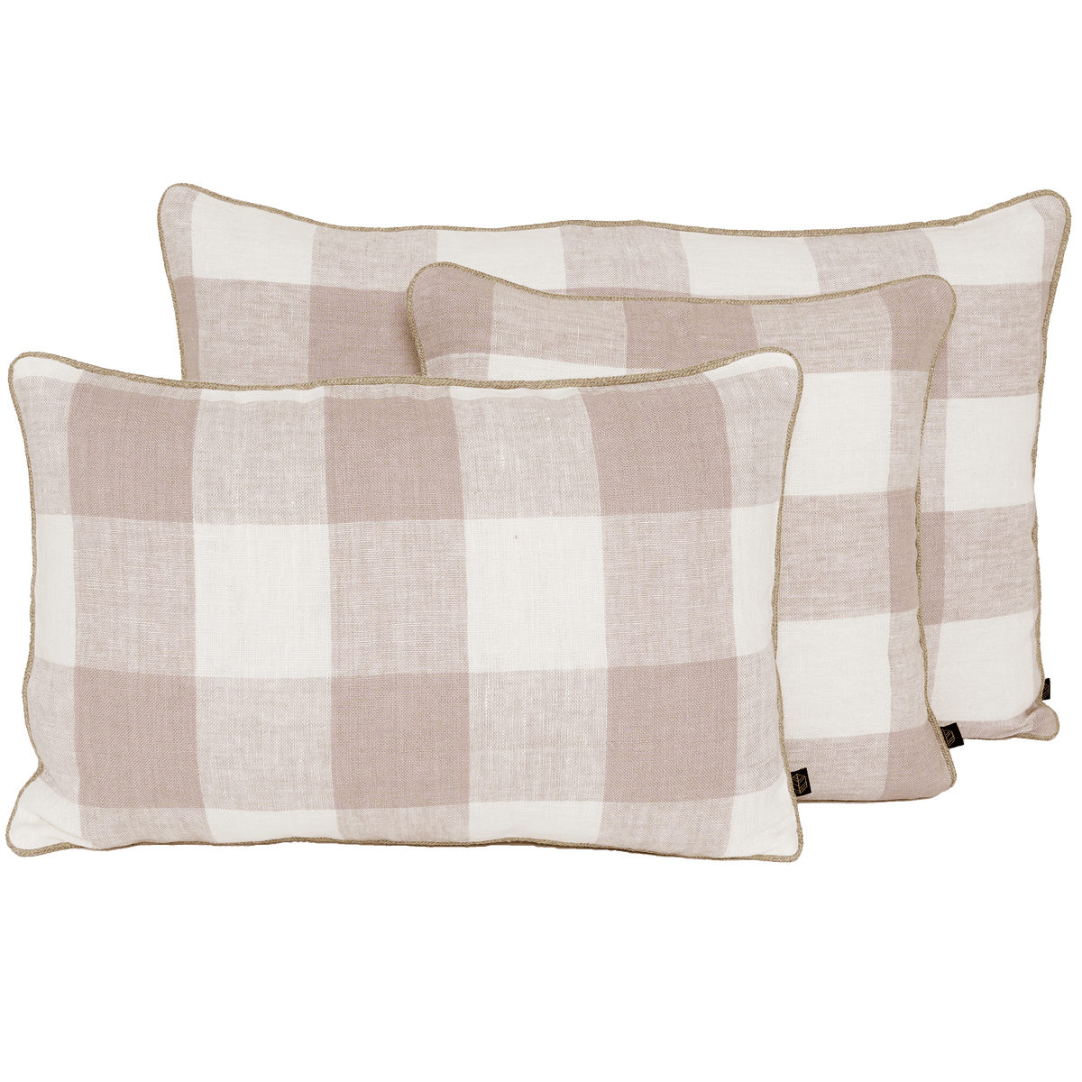 Housse De Coussin - Palma 100% Lin À Gros Carreaux - Petale