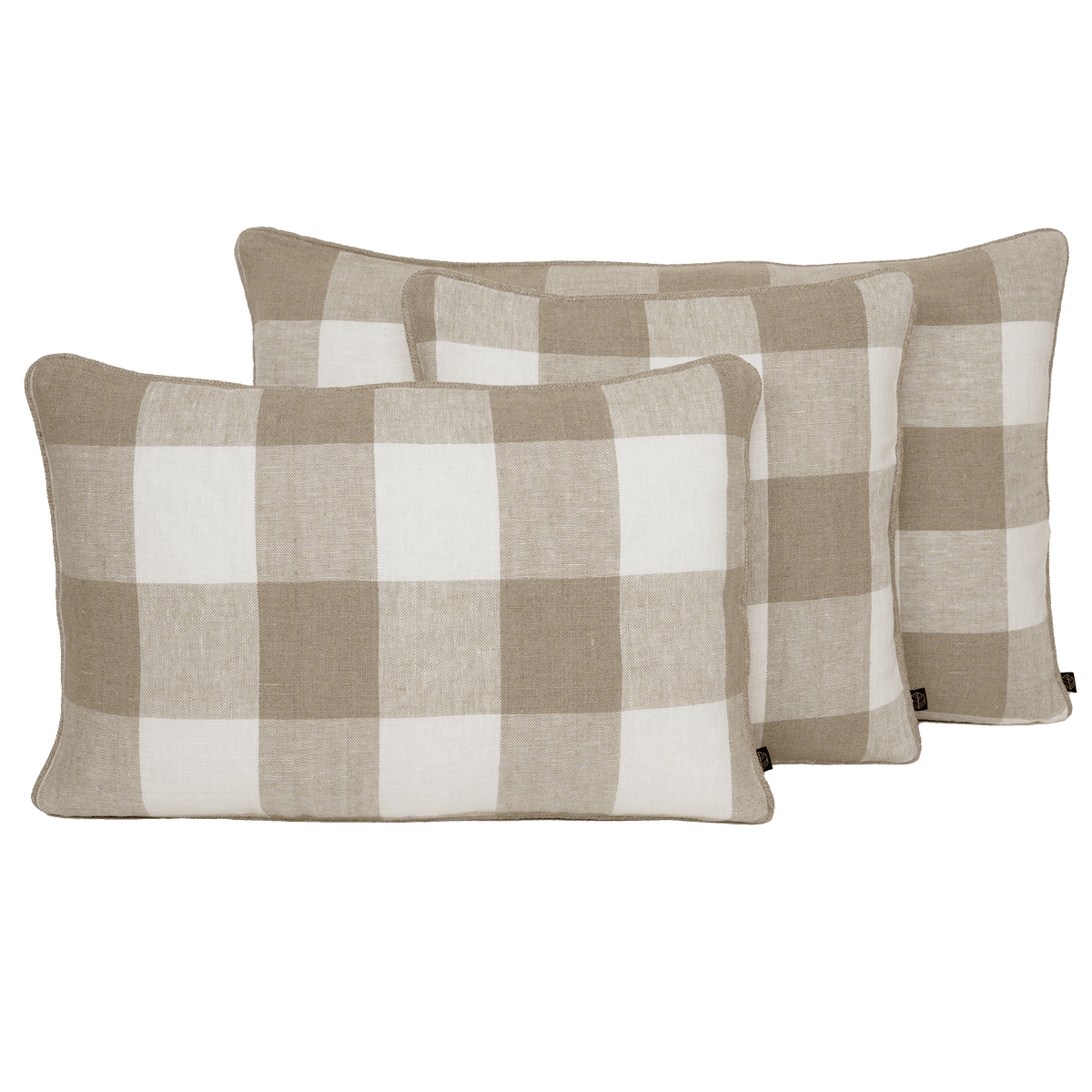 Kussensloop - Palma 100% Lin À Gros Carreaux - Naturel