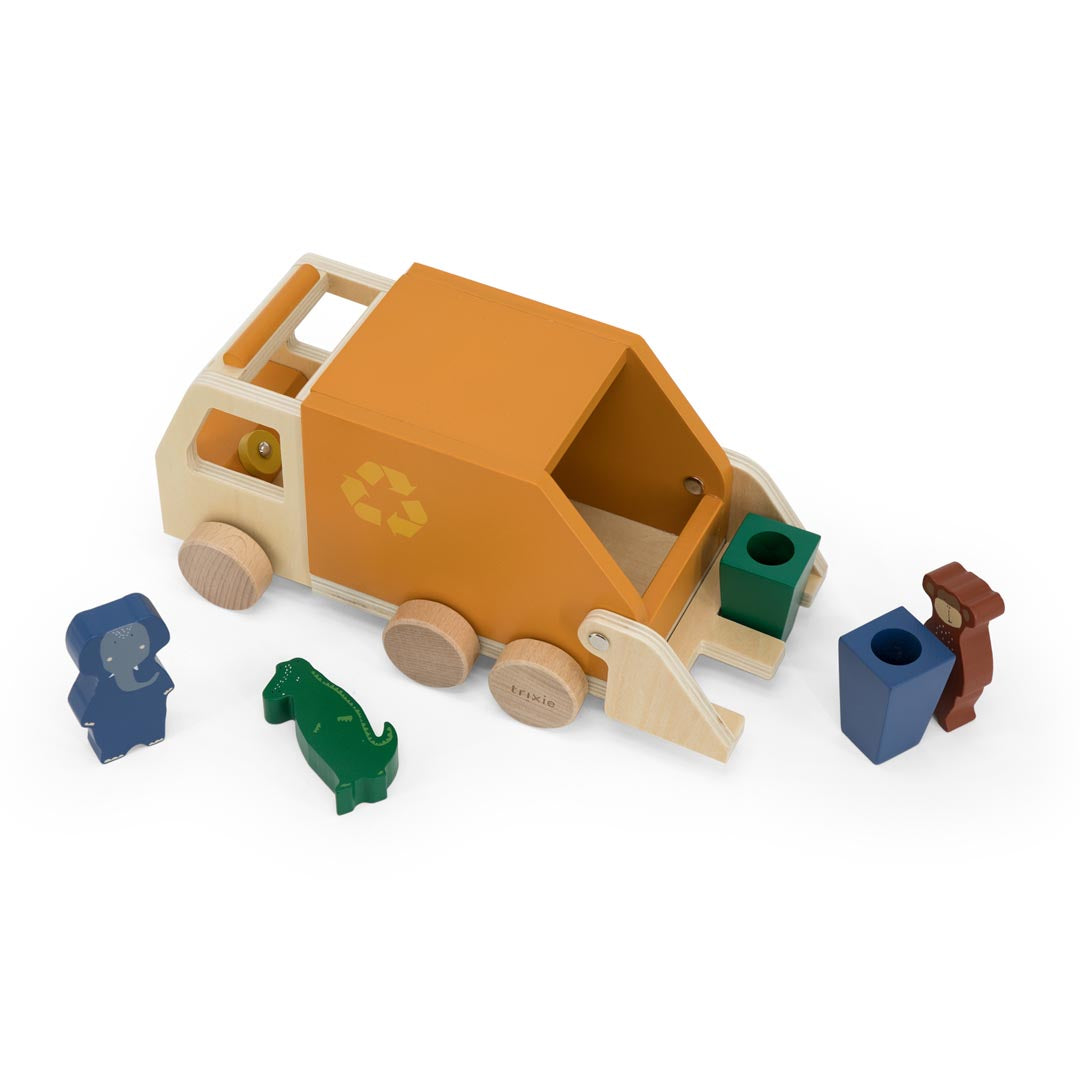Houten vuilniswagen
