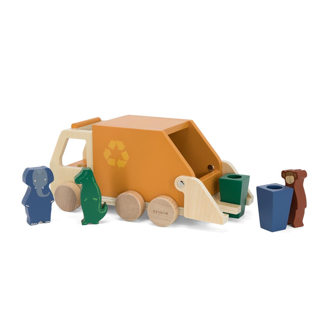 Houten vuilniswagen
